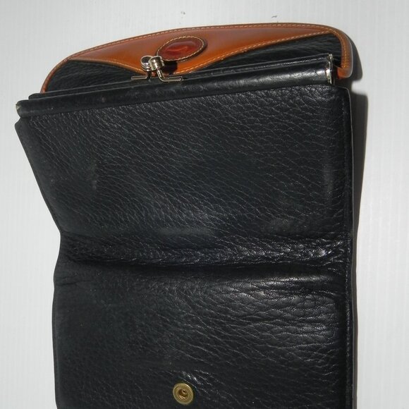 VTG Dooney & Bourke AWL Black Brown Trim Pebble Leather Wallet. - Picture 3 of 9